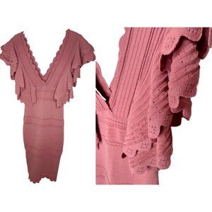 Ronny Kobo Fitted Waterfall Sleeve Dress